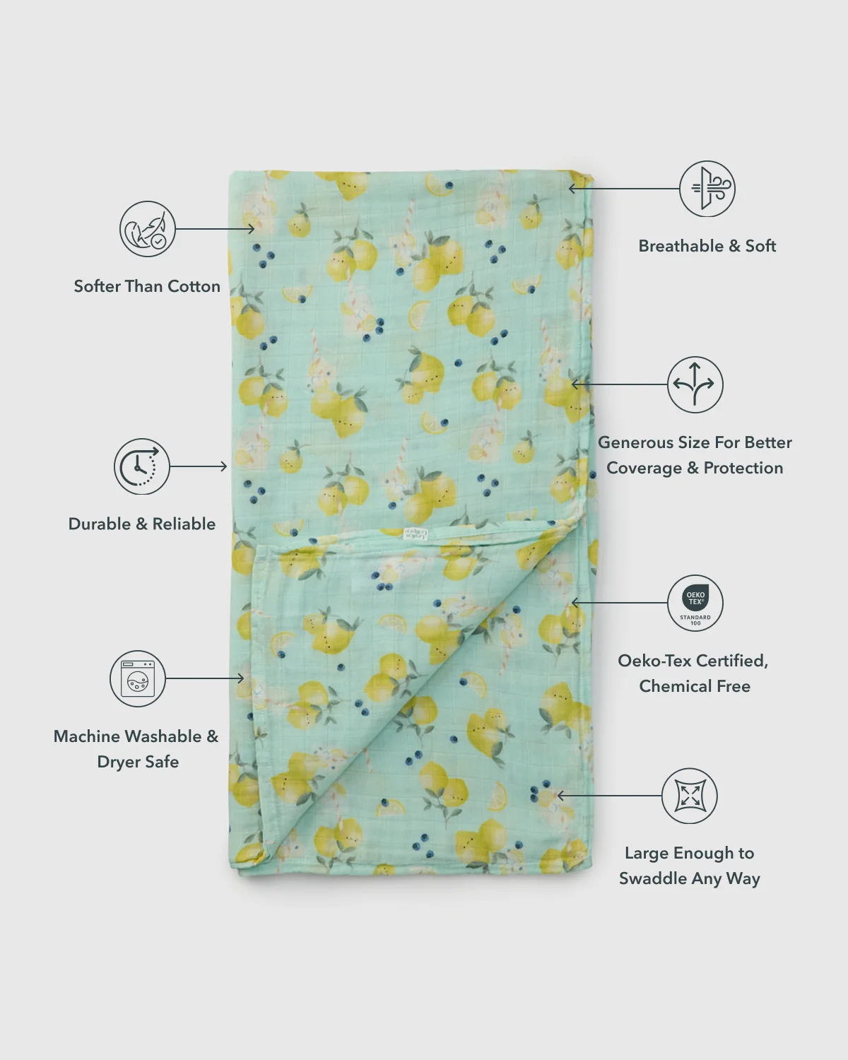 LouLou Lollipop Muslin Swaddle in Lemon Squeezy