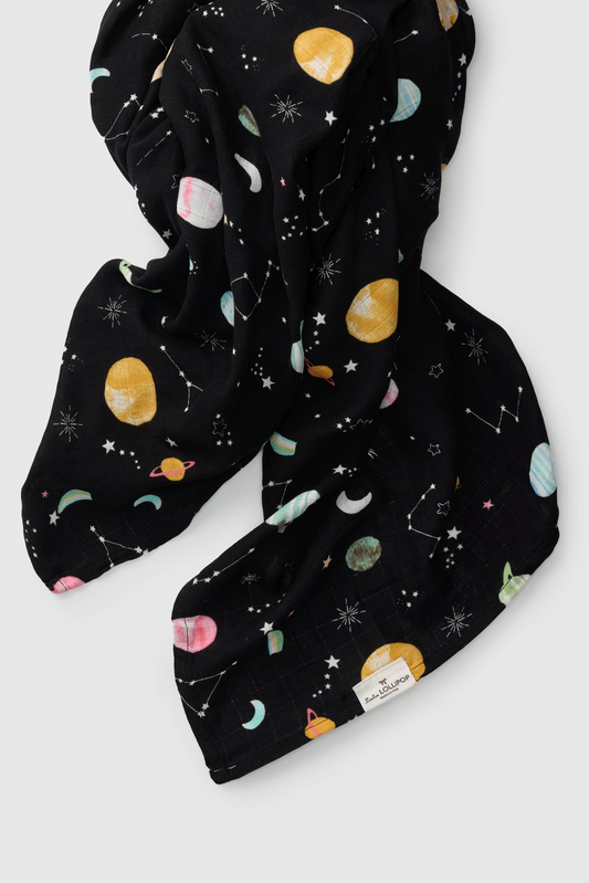 LouLou Lollipop Muslin Swaddle in Planets