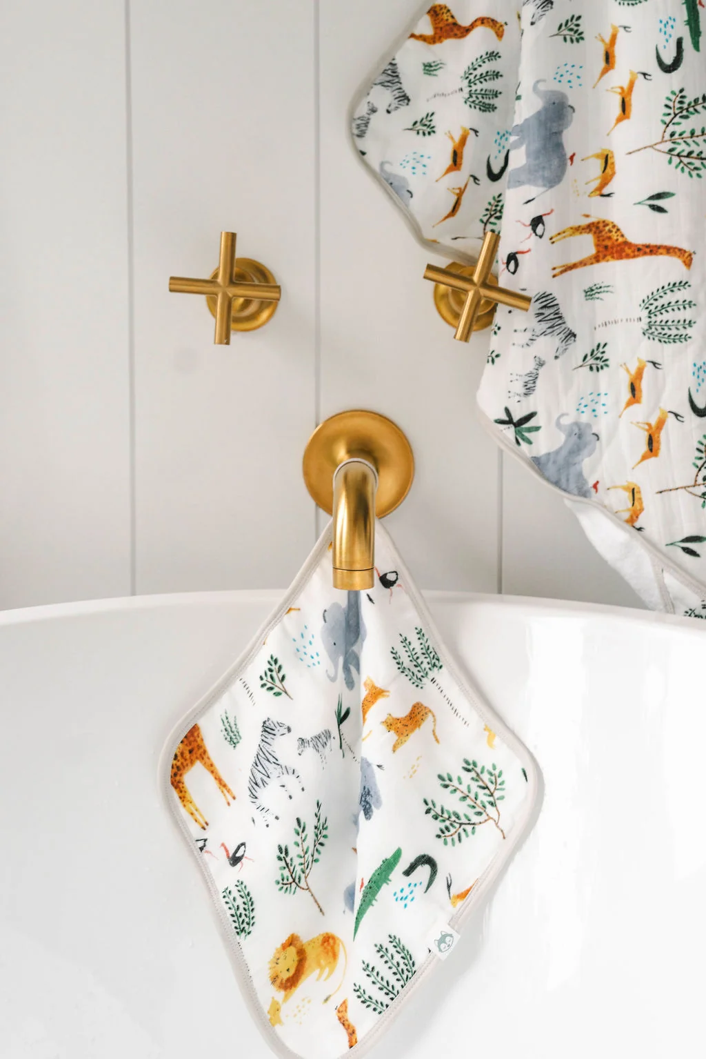 LouLou Lollipop Muslin Cotton Hooded Towel Set in Safari Jungle