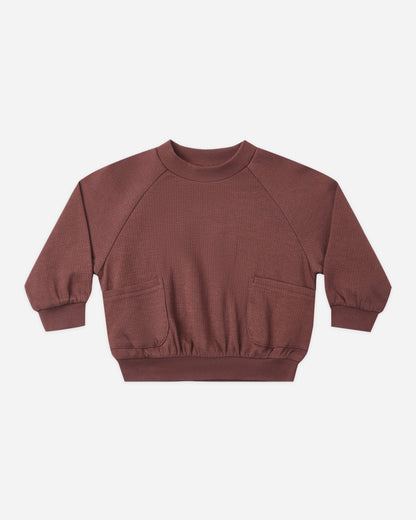 Quincy Mae Pocket Sweatshirt in Black Cherry