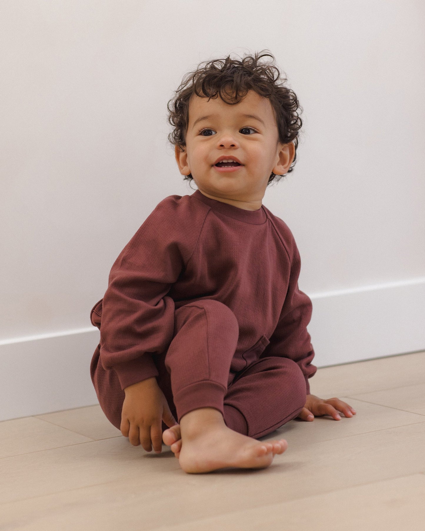 Quincy Mae Pocket Sweatshirt in Black Cherry