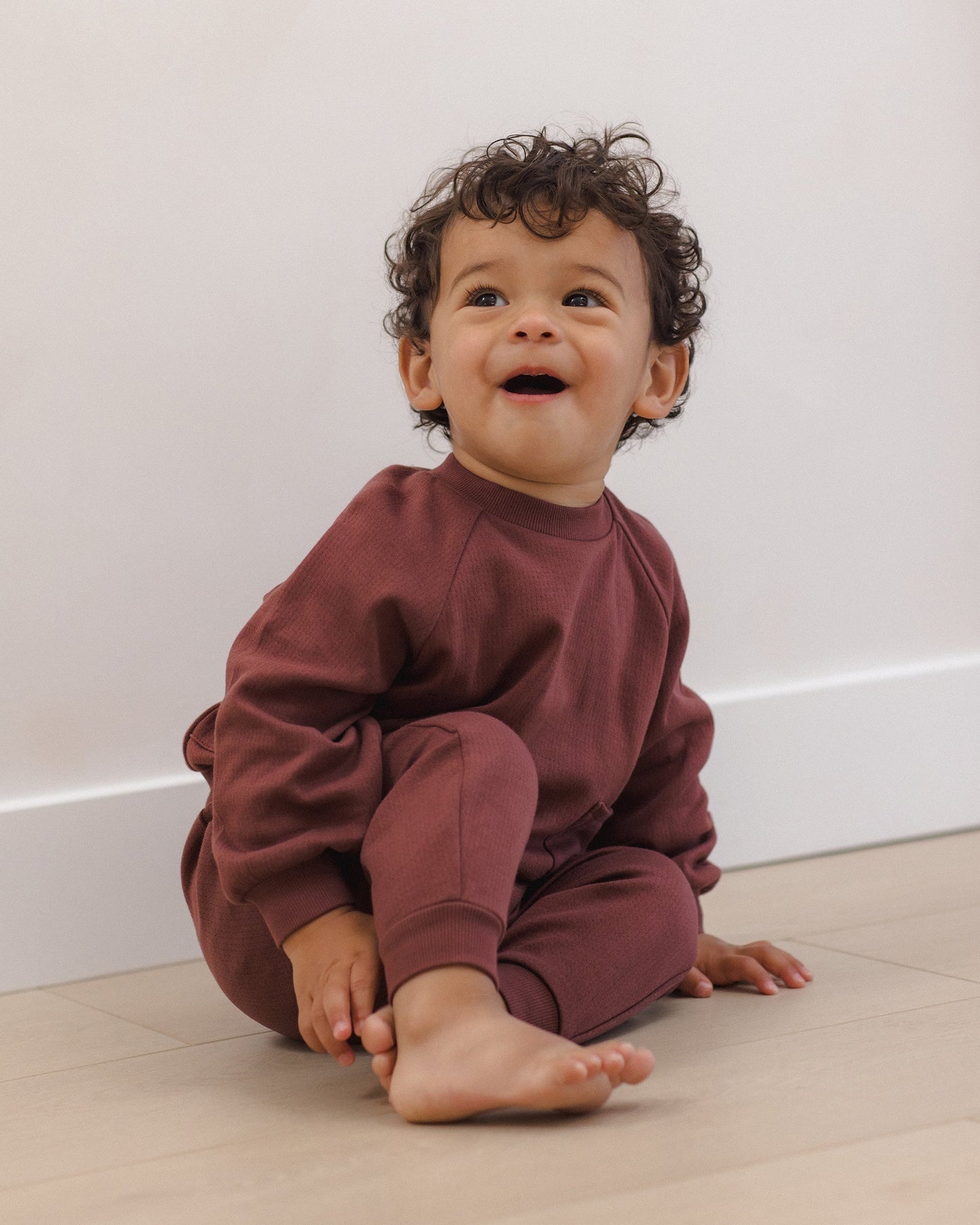 Quincy Mae Pocket Sweatshirt in Black Cherry