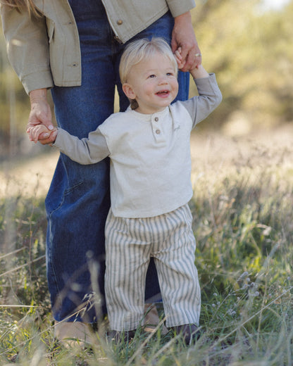 Quincy Mae Long Sleeve Henley Tee in Laurel