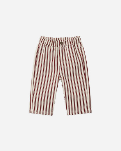 Quincy Mae Grayson Pant in Black Cherry Pinstripe