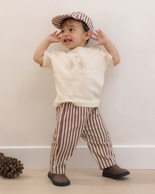 Quincy Mae Grayson Pant in Black Cherry Pinstripe