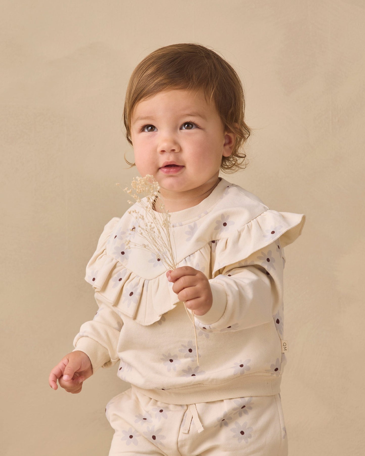 Quincy Mae Relaxed Fleece Sweatsuit Set in Blue Daisy