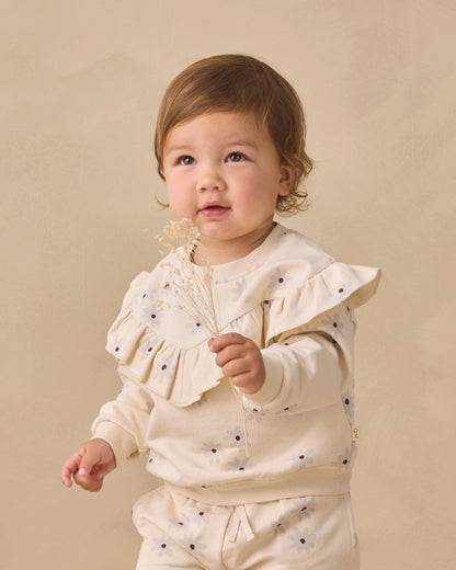 Quincy Mae Relaxed Fleece Sweatsuit Set in Blue Daisy