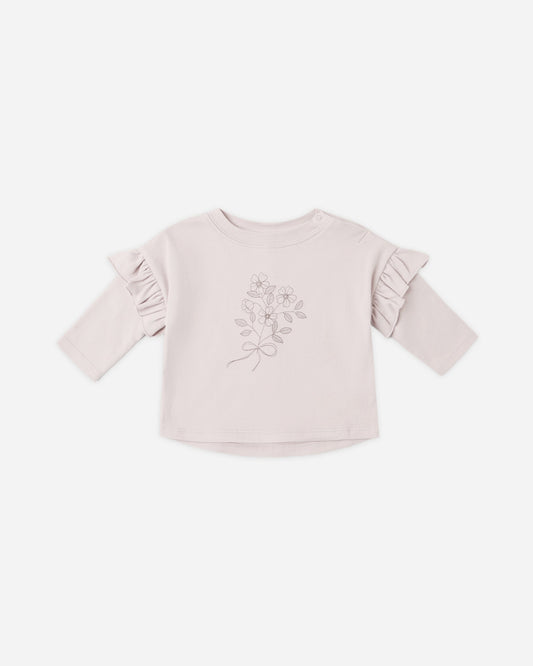 Quincy Mae Ruffle Long Sleeve Tee in Fleur