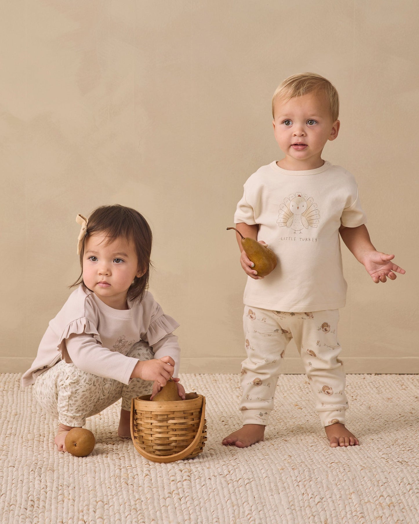 Quincy Mae Boxy Top & Drawstring Pant Set in Little Turkey