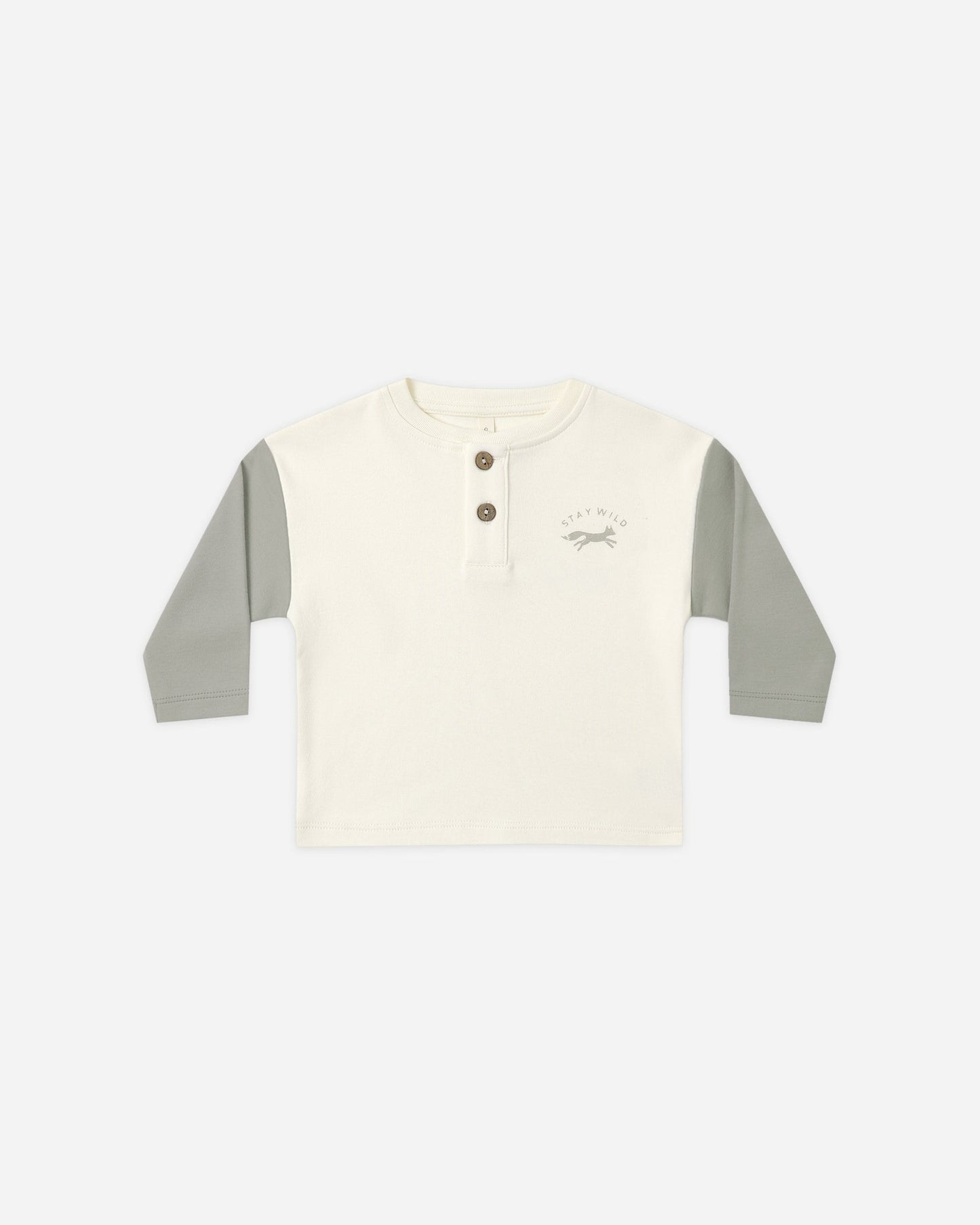Quincy Mae Long Sleeve Henley Tee in Laurel