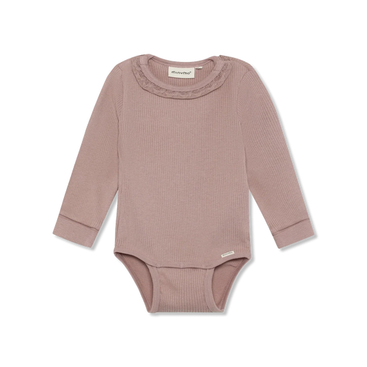 Minymo Rib Bodysuit in Fawn