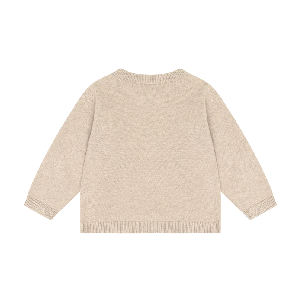 Minymo Beige Cardigan with Embroidered Dogs