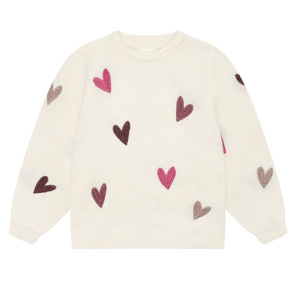 Minymo Knit Pullovers with Heart Embroidery