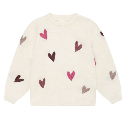 Minymo Knit Pullovers with Heart Embroidery