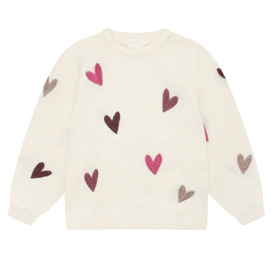 Minymo Knit Pullovers with Heart Embroidery