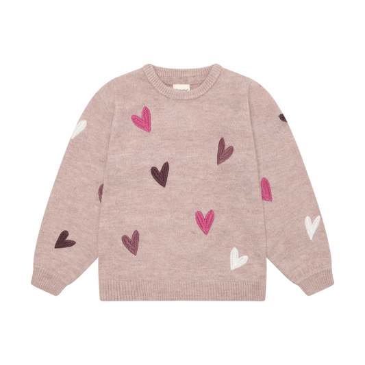 Minymo Knit Pullovers with Heart Embroidery