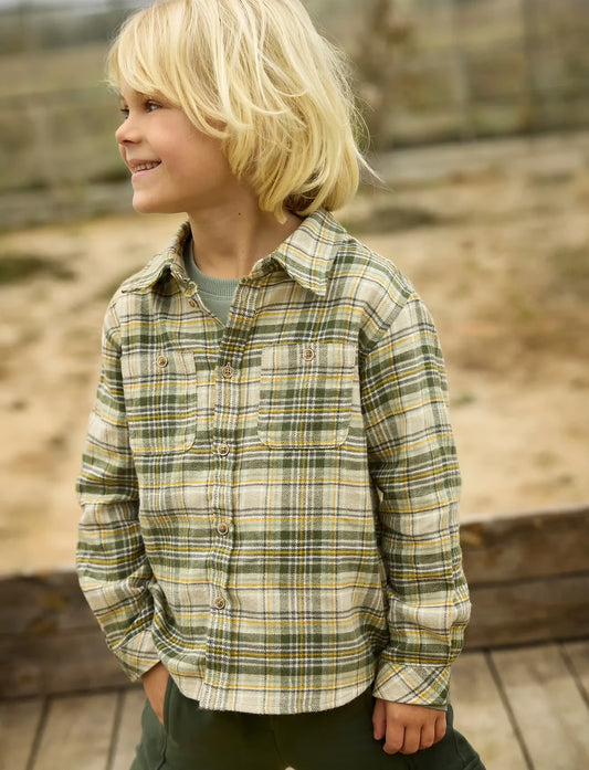 Minymo Button Front Shirt in Feather Grey Check