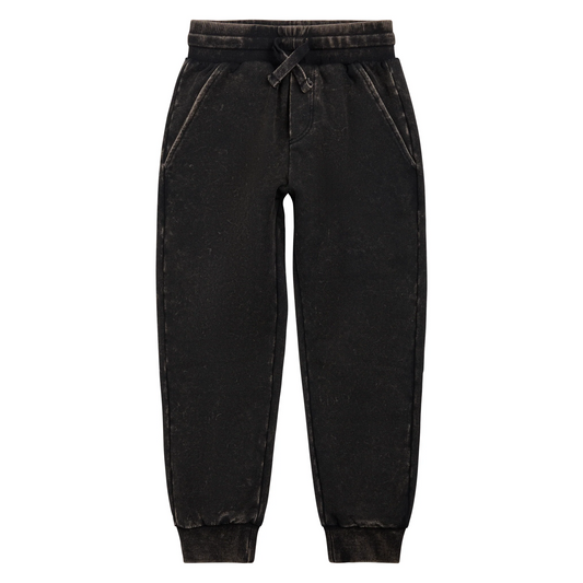 Miles the Label Jogger Pant in Black Acid Wash