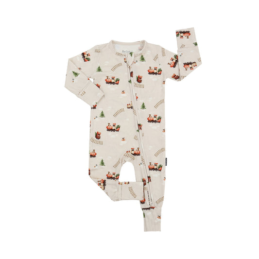 Belan J Footless Bamboo Sleeper in Christmas Train