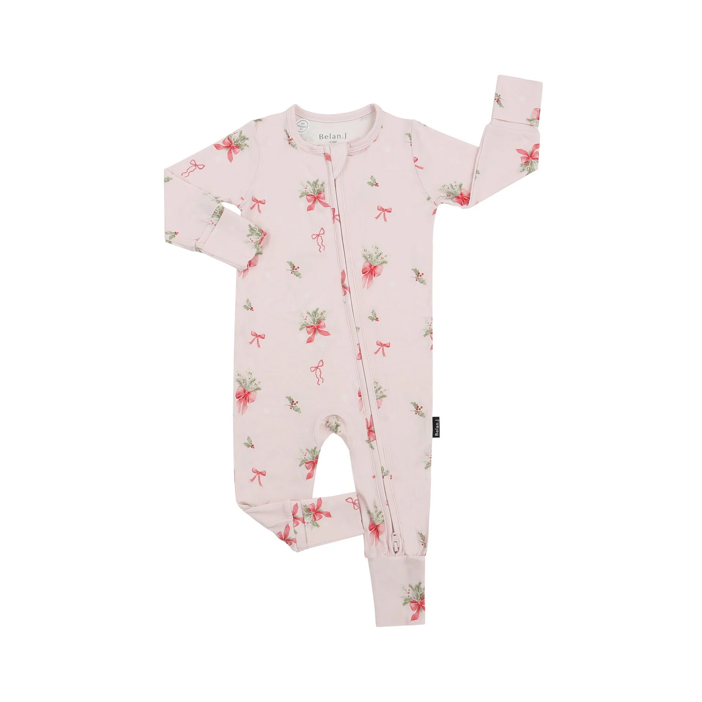 Belan J Footless Bamboo Sleeper in Pink Bows