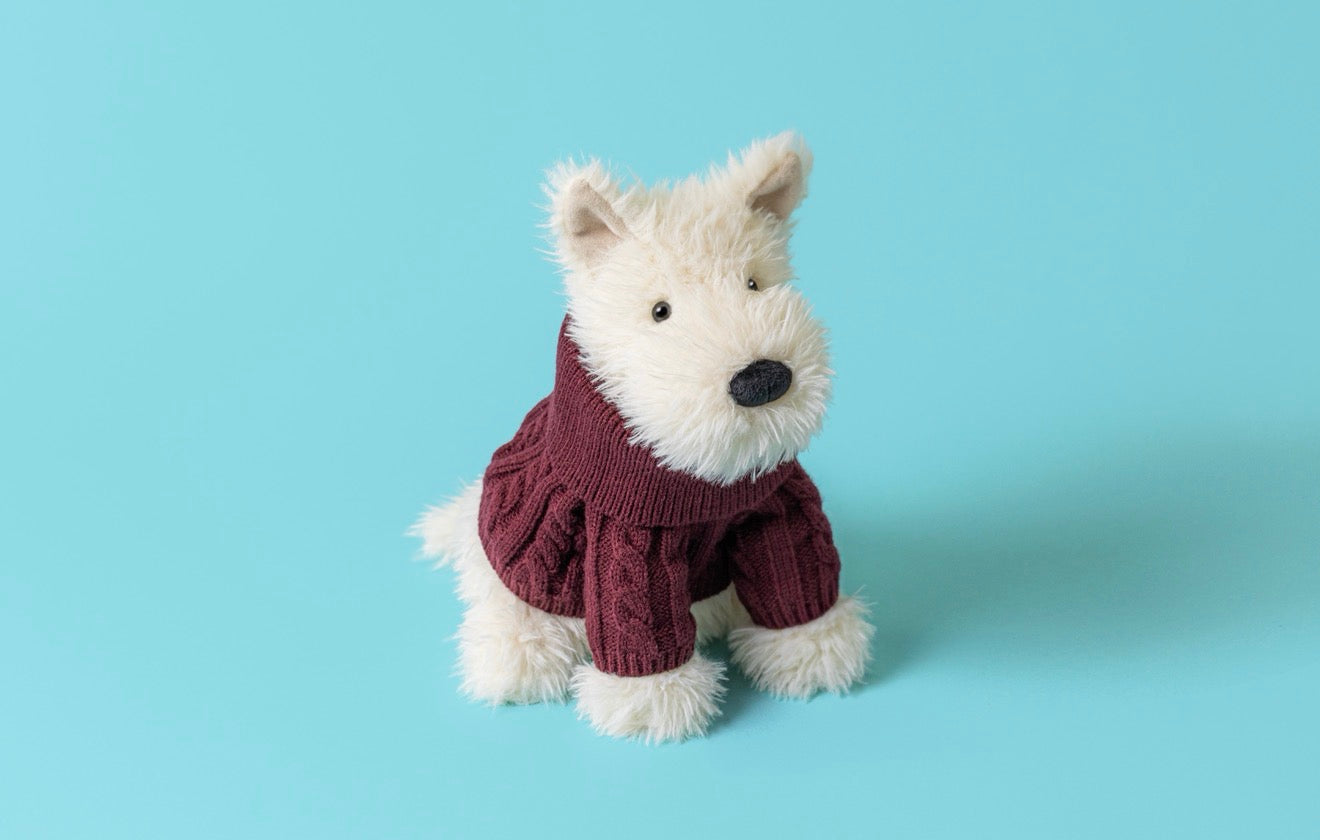 Jellycat Munro Scotty Dog Winter Jumper Outfit
