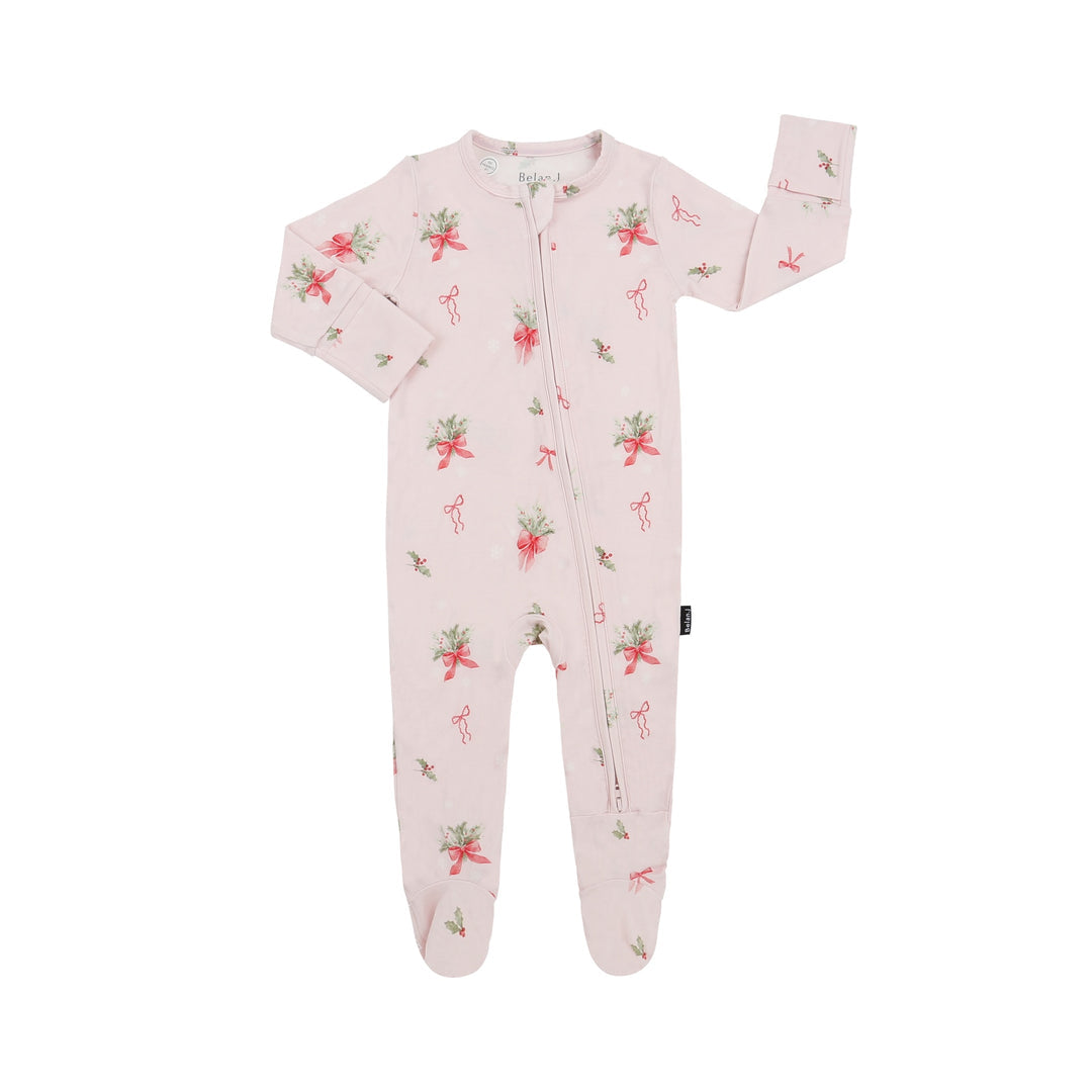 Belan J Bamboo Footed Sleeper in Pink Bows