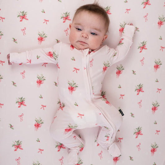 Belan J Bamboo Footed Sleeper in Pink Bows