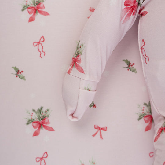 Belan J Bamboo Footed Sleeper in Pink Bows