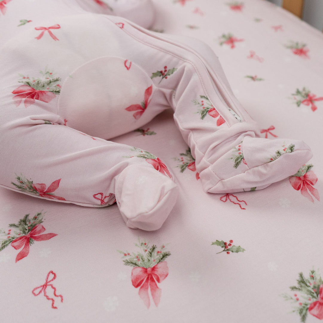 Belan J Bamboo Footed Sleeper in Pink Bows