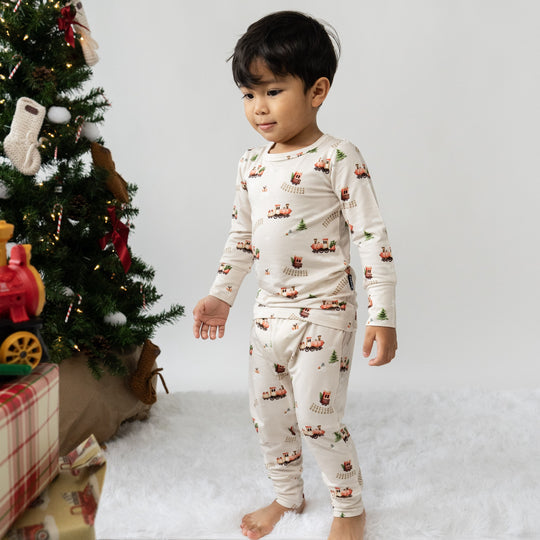 Belan J 2 Piece PJ Set in Christmas Train