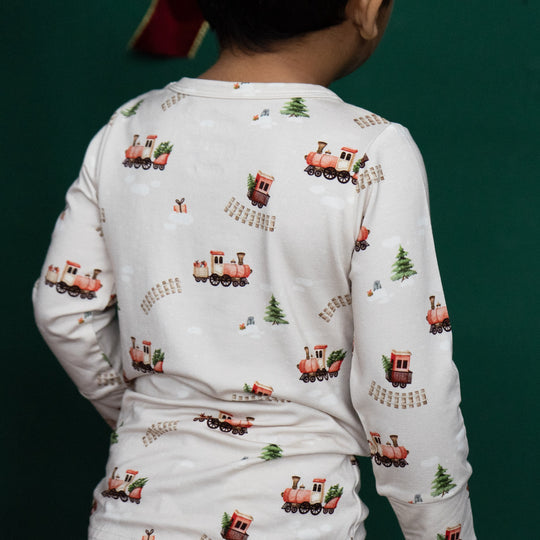 Belan J 2 Piece PJ Set in Christmas Train