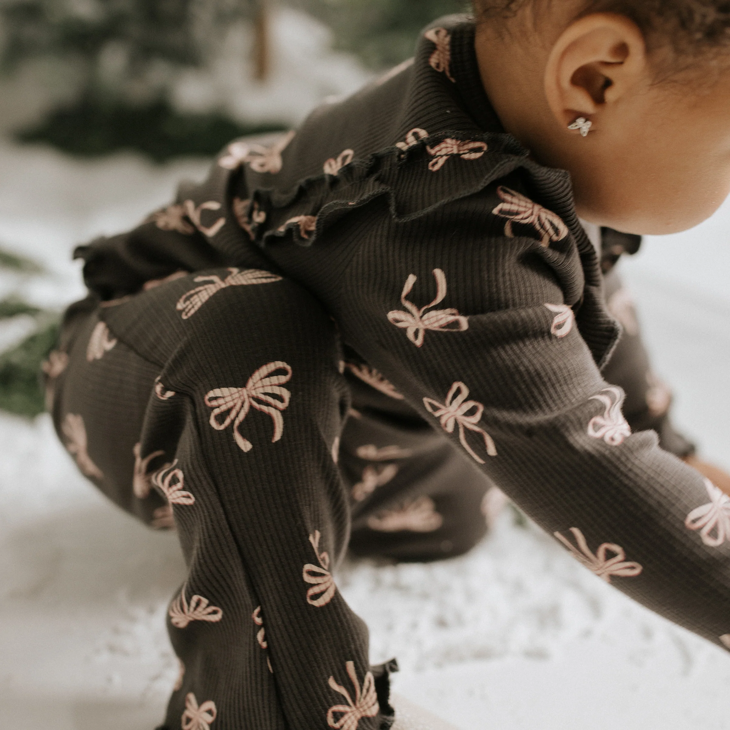 Petit Lem Flared Legging Set in Ribbon Print