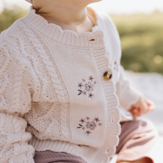 Petit Lem Sweater Knit Cardigan in Blackberry
