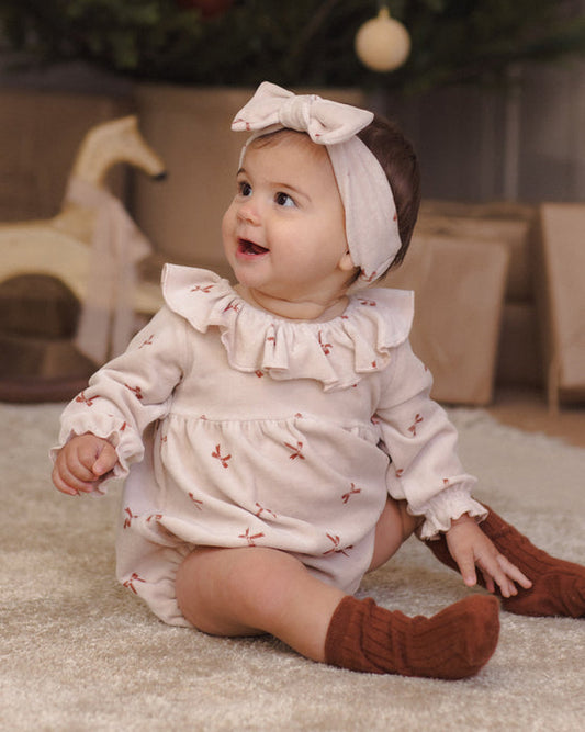 Quincy Mae Wendy Romper in Red Bows