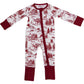 Mebie Baby Ribbed Bamboo Sleeper in Holiday Toile