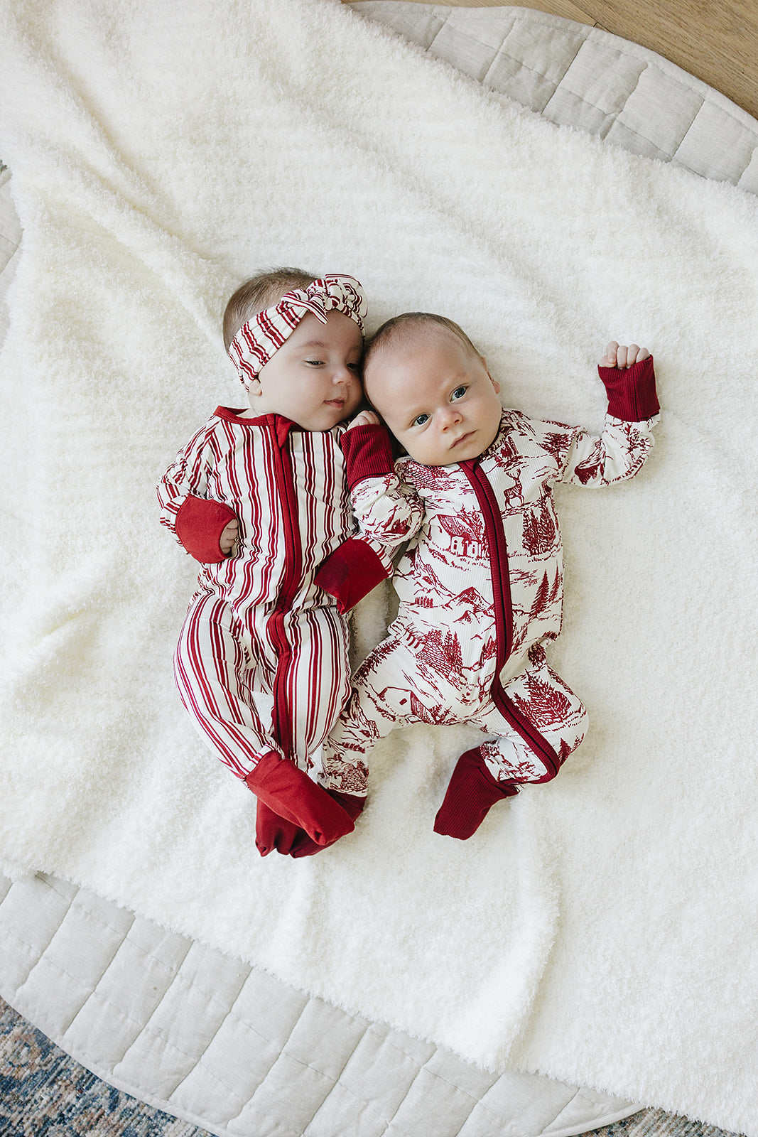 Mebie Baby Ribbed Bamboo Sleeper in Holiday Toile
