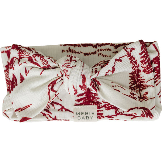 Mebie Baby Ribbed Bamboo Head Wrap in Holiday Toile