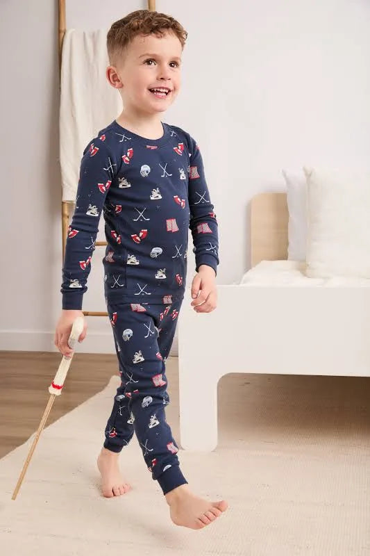 Petit Lem 2 Piece Pj Set in Hockey on Navy