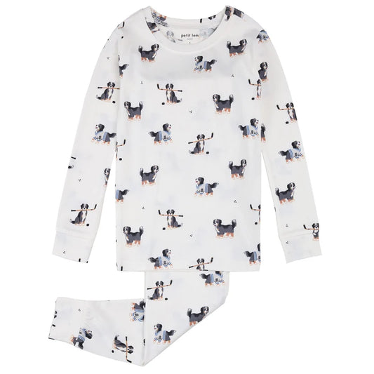 Petit Lem 2 Piece Pj Set in Bernese Hockey Dogs