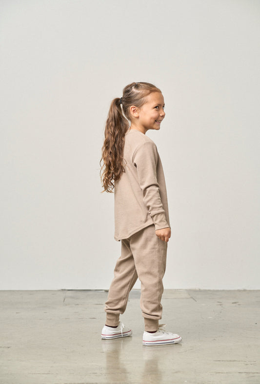 Little Bipsy Waffle Top in Mushroom