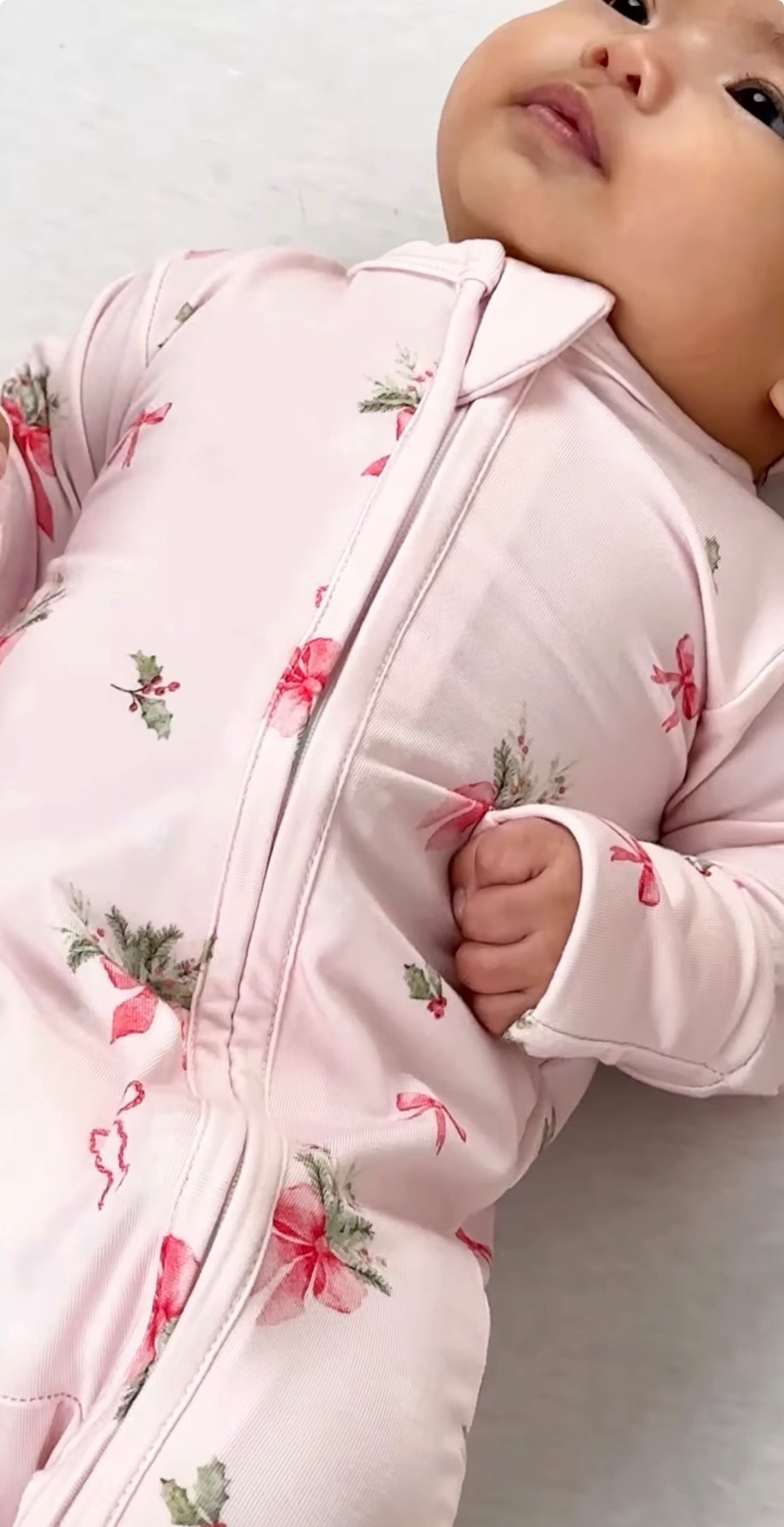 Belan J Footless Bamboo Sleeper in Pink Bows