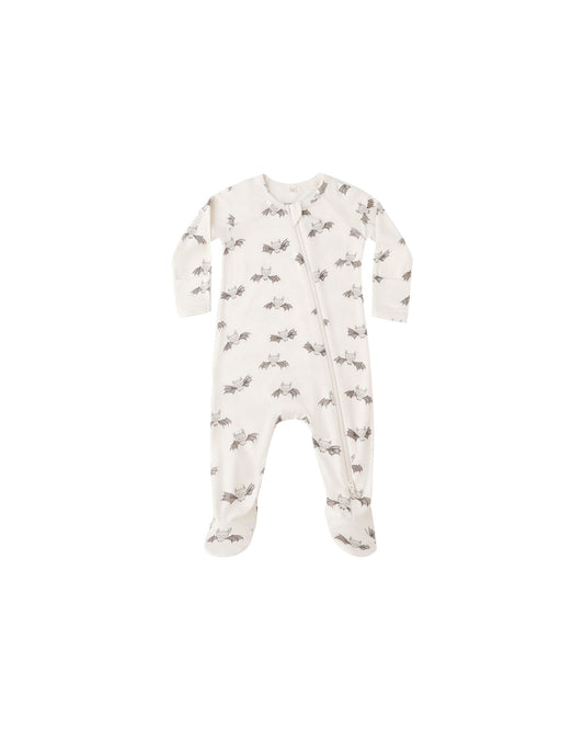 Quincy Mae Halloween Bamboo Zip Footie in Bats