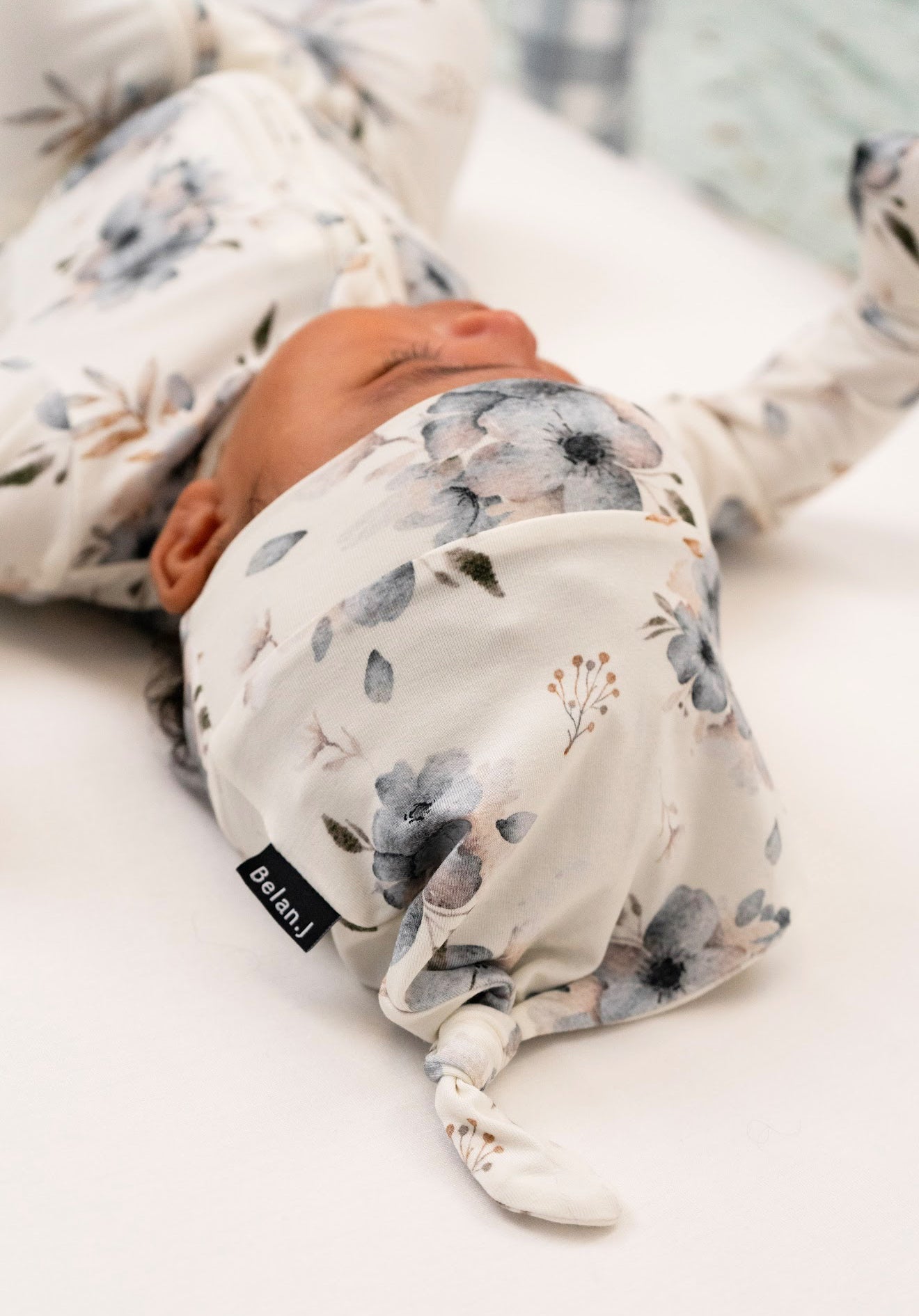 Belan J Knotted Infant Hat in Frosty Floral