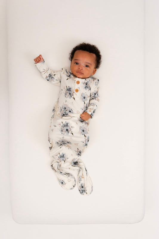 Belan J Knotted Sleep Gown in Frosty Floral