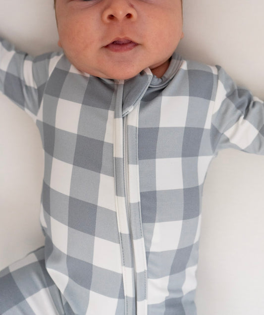 Belan J Bamboo Footed Sleeper in Denim Plaid