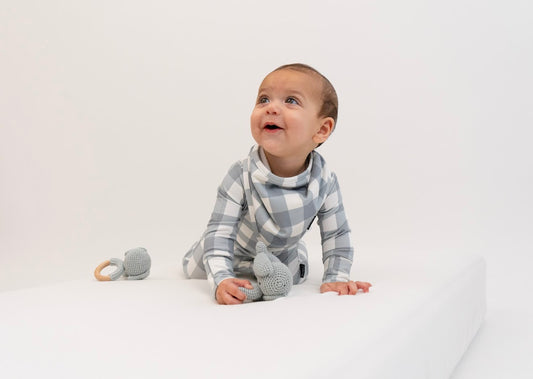 Belan J Bandana Bib in Denim Plaid