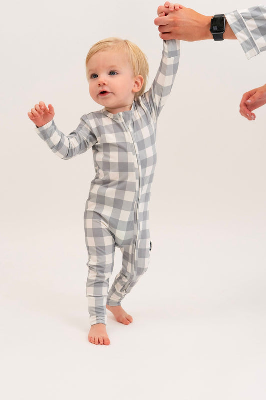 Belan J Footless Bamboo Sleeper in Denim Plaid