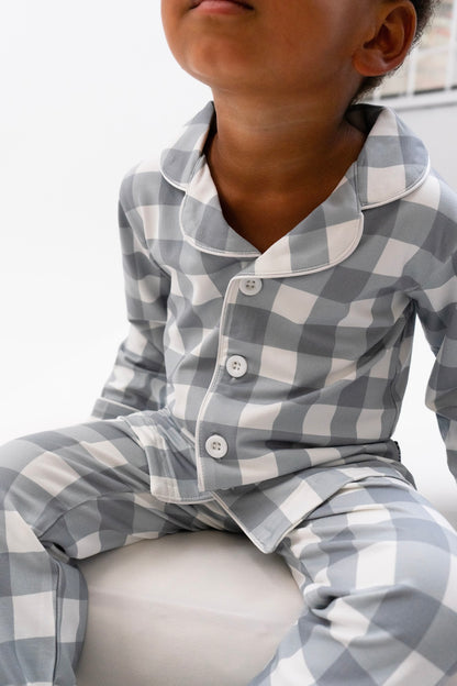 Belan J Kids Classic Pj Set in Denim Plaid