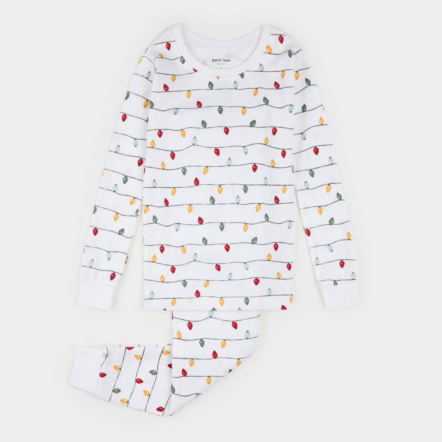 Petit Lem 2 Piece Pj Set in Twinkle Lights on Off-White