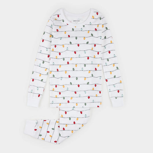 Petit Lem 2 Piece Pj Set in Twinkle Lights on Off-White